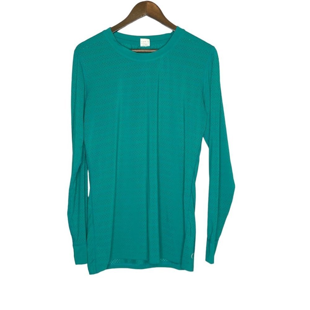 Zyia Active Teal Green Perforated Mesh Chill Breathable Long Sleeve Size XL